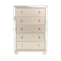 House of Hampton Dem 56 Inch Tall Dresser Chest With 2 Drawers, Platinum Trim, Silver Wood