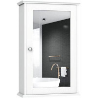 Winston Porter Mirrored Bathroom Cabinet, Wall Mount Storage Cabinet With Single Door, Bathroom Medicine Cabinet (White)