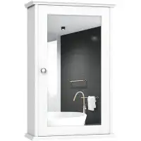 Winston Porter Mirrored Bathroom Cabinet, Wall Mount Storage Cabinet With Single Door, Bathroom Medicine Cabinet (White)
