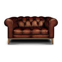 Eleanor Rigby Gaga 62'' Genuine Leather Rolled Arm Chesterfield Loveseat