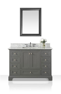 48 Inch Audrey Bathroom Vanity with Sink and Carrara White Marble Top Cabinet Set in 4 Finishes  ANC