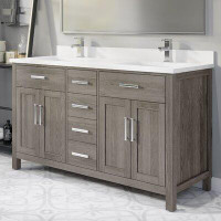 Wildon Home® Domel 60" W x 22" D x 34.75" H Double Bathroom Vanity with Power Bar and Drawer Organizer