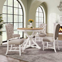 Gracie Oaks Dining Table Set with Extendable Table and 4 Upholstered Chairs