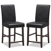 Red Barrel Studio Latitude Run® 24” Bar Stools, Pu Leather Upholstered Counter Bar Chairs W/solid Rubber Wood Legs & Erg