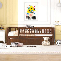 Harriet Bee Wood Daybed With Trundle And Fence Guardrails