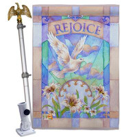 Breeze Decor Rejoice - Impressions Decorative Aluminum Pole & Bracket House Flag Set HS103042-BO-02