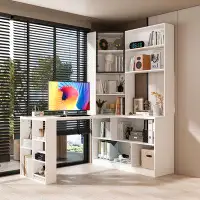 Latitude Run® Depue 63'' W L-Shaped Computer Desk with Hutch and Cabinet