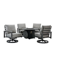 Winston Stanford Cushion 5-Pc Set with 4 Swivel Chairs and 44" Slat Top Fire Table