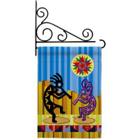 Breeze Decor Kokopelli Dream - Impressions Decorative Metal Fansy Wall Bracket Garden Flag Set GS115079-BO-03