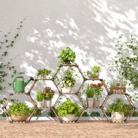 Arlmont & Co. 11-tier creative DIY wooden hexagonal plant stand flower stand