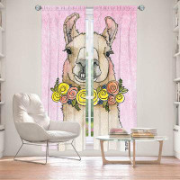 East Urban Home Lined Window Curtains 2-panel Set for Window Size 112" x 78" Marley Ungaro - Toothy Llama Watermelon