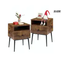 SR-HOME Modern End Side Tables, Nightstand With 3-Layer Storage Shelf For Small Spaces, Living Room, Bedroom