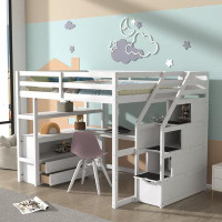 Harriet Bee Gennoveva Kids Full Loft Bed with Drawers