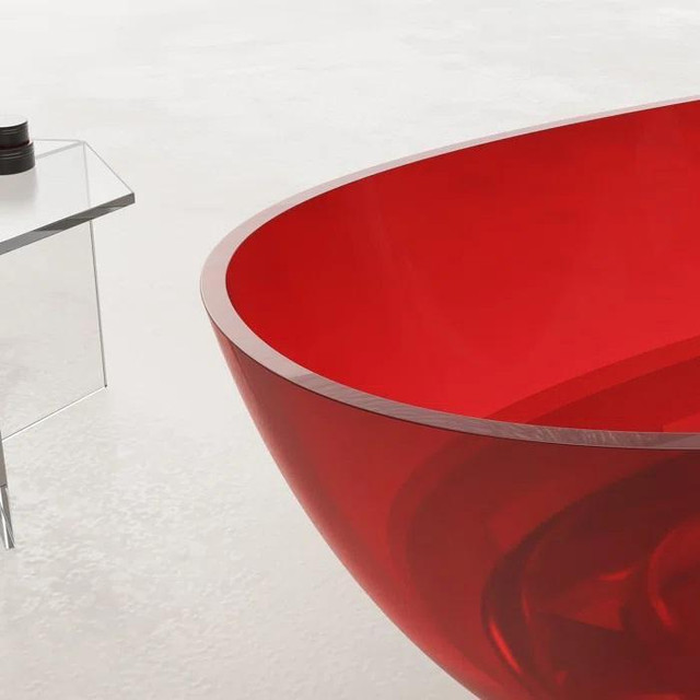 59 or 67 x30 Freestanding Soaking Stone Resin Bathtub in Coffee of Red   VAD in Plumbing, Sinks, Toilets & Showers - Image 4