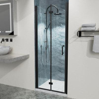 Symple Stuff 30" W x 72" H Bi-Fold Semi-Frameless Shower Door