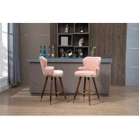 Mercer41 Swivel Bar Stools With Backrest Footrest  With A Fixed Height Of 360 Degrees