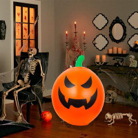 The Holiday Aisle® 11.81 In.Halloween Orange Pumpkin Outdoor/Indoor Decoration With Colourful LED Lights Buttery,Hand Pu