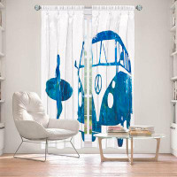 East Urban Home Lined Window Curtains 2-panel Set for Window Size by Markus Bleichner - Surf Bus Blue 1