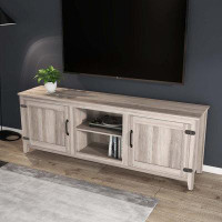 Gracie Oaks TV Stand Storage Media Console Entertainment Centre With Two Doors, Grey Walnut