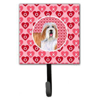 Caroline's Treasures Bearded Collie Valentine's Love and Hearts Leash Holder and Wall Hook