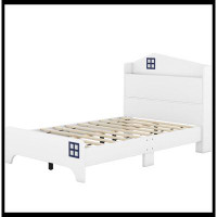 Gracie Oaks Wooden House Bed with Storage Headboard ,Kids Bed with Storage Shelf