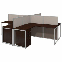 Bush Business Furniture Easy Office 60W 4 Person L Shaped Benching Workstation