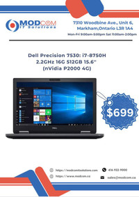 Dell Precision 7530 15.6-Inch Laptop OFF Lease For Sale!! Intel Core i7-8750H 2.2GHz 32GB RAM 512GB (nVidia P2000 4G)