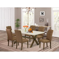 Winston Porter Colwich 7 - Piece Rubberwood Solid Wood Dining Set