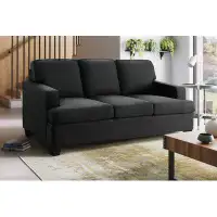 Lazzara Home Lanning 84 In.W Square Arm Fabric Straight Sofa In Black