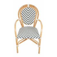 Bayou Breeze Rattan Tawanna Dining Armchair Chevron, White And Grey, Set Of 2 Pieces