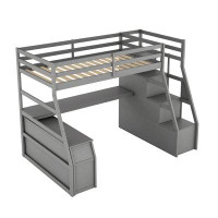 Harriet Bee Twin Size Loft Bed With 7 Drawers 2 Shelves And Desk