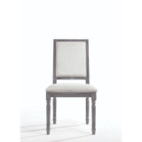 One Allium Way Prentice Side Chair (Set-2), Cream Linen & Weathered Grey