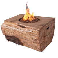 Loon Peak Furlon 23.8'' H x 40'' W Magnesium Oxide Propane Outdoor Fire Pit Table with Lid