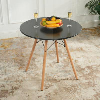 Wrought Studio Round Dining Table with Beech Wood Legs