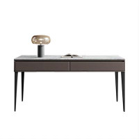Corrigan Studio 55.12"Brown rectangular desk with carbon steel legs,2-drawer