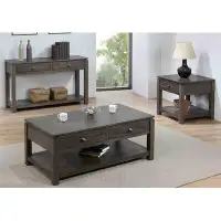 Greyleigh™ Shades of Grey 3 Piece Living Room Table Set with Drawers and Shelves