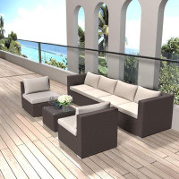 Ebern Designs Tebikerei 29.5'' Wide Outdoor Reversible Patio Sofa with Cushions