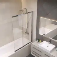 Sliding and Pivoting Bathtub Screen in 6mm ( 1/4 ) in Chrome