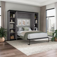 Made in Canada - Brayden Studio Ailed Full Murphy Bed with 2 Narrow Shelving Units (99W)