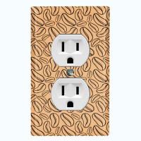 WorldAcc Metal Light Switch Plate Outlet Cover (Coffee Beans Tan Black - Single Duplex)