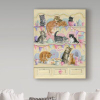 Trademark Fine Art 'Kittens on Dresser' Acrylic Painting Print on Wrapped Canvas