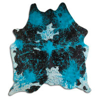 Foundry Select ACID WASHED HAIR ON Cowhide RUG DISTRESSED ACQUA BLUE 2 - 3 M GRADE A