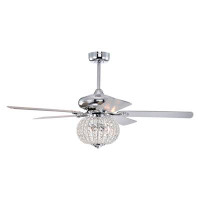 Warehouse of Tiffany 52" Gahila 5 - Blade LED Crystal Ceiling Fan with Remote Control and Light Kit Included