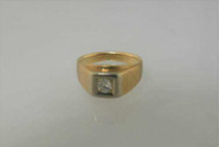 (I-982-392) Mens  10K Duo Gold Diamond Solitaire Ring