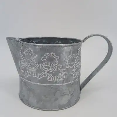 August Grove Metal With Daisies Imprint Jug Shaped Planter