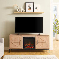 Gracie Oaks Letisia TV Stand for TVs up to 65" with Electric Fireplace Included