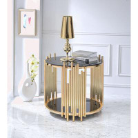 FOSHNATURE End Table In Gold & Black Glass