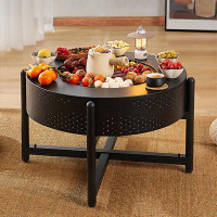Red Barrel Studio 26.18"W Steel Wood Burning Outdoor Fire Pit Table with Lid