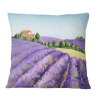 East Urban Home Lavender Field With Rural House In Provence I - Country Printed Throw Pillow