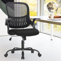 Inbox Zero Office Mid Back Ergonomic Mesh Computer Desk Larger Seat Executive Height Adjustable Swivel Task Chair With L